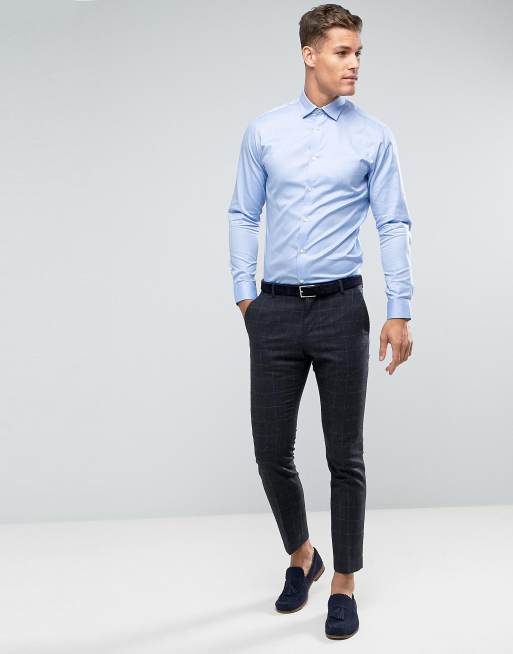 Selected Homme strygelet elegant skjorte i lyseblå og smal pasform, 4 af 4