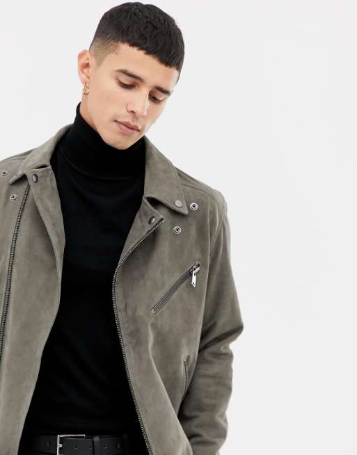 Selected homme suede racer jacket sale