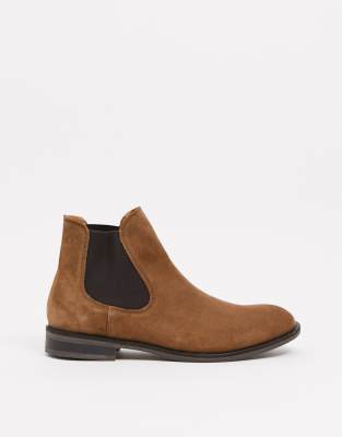 SELECTED HOMME SUEDE CHELSEA BOOT IN TAN-BROWN,16070196