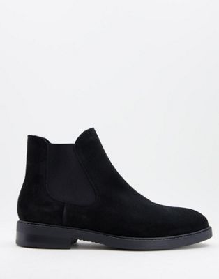 Selected Homme suede chelsea boots in black