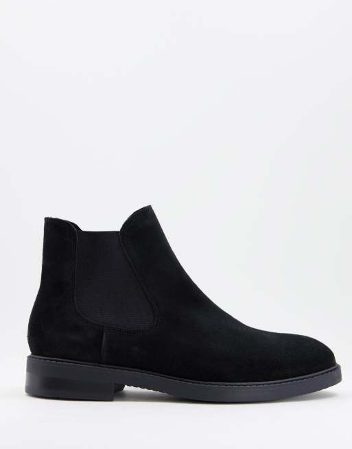 Selected Homme suede chelsea boots in black ASOS