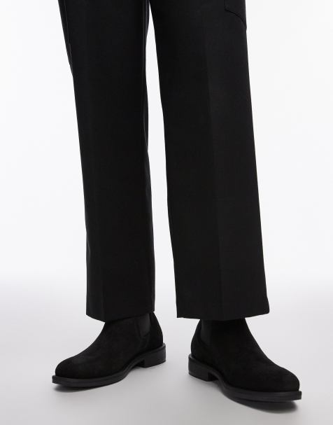 Selected Homme Suede chelsea boots in black - view 1