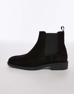 Selected Homme Suede Chelsea Boots In Black