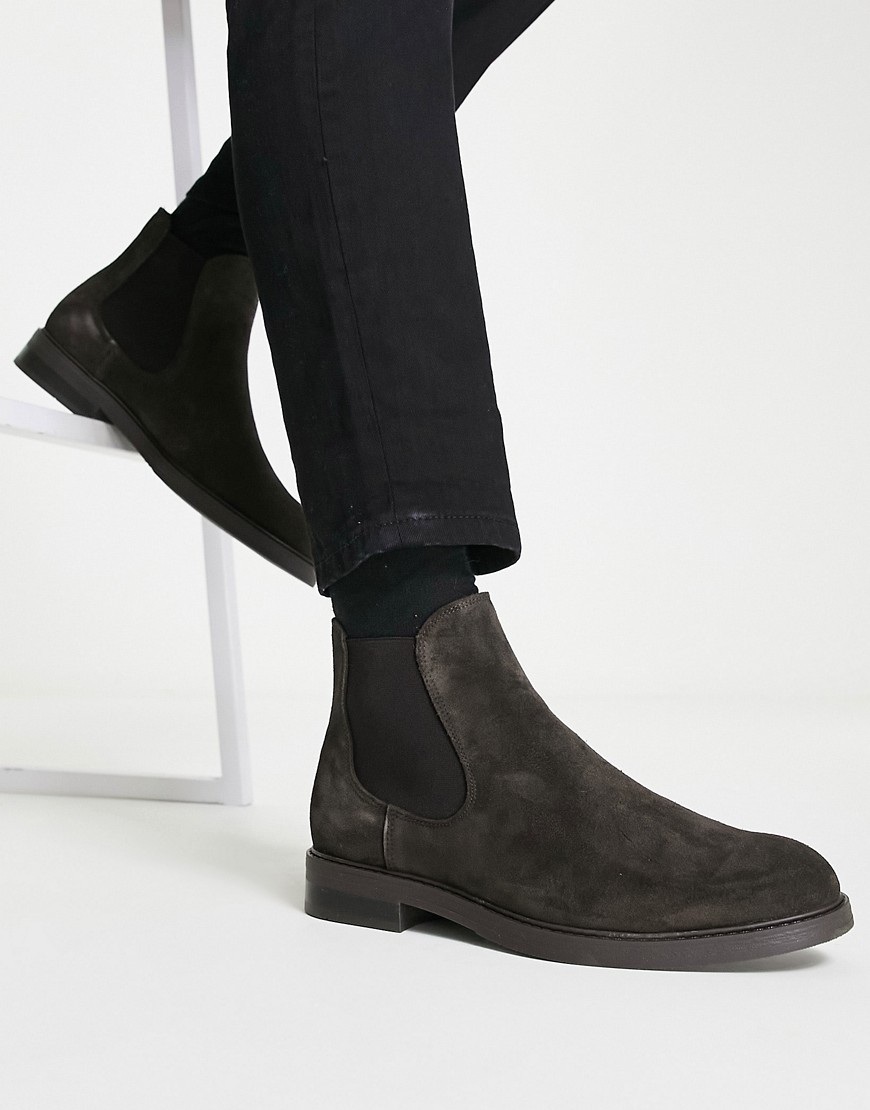 Selected Homme Suede Chelsea Boots In Brown Suede