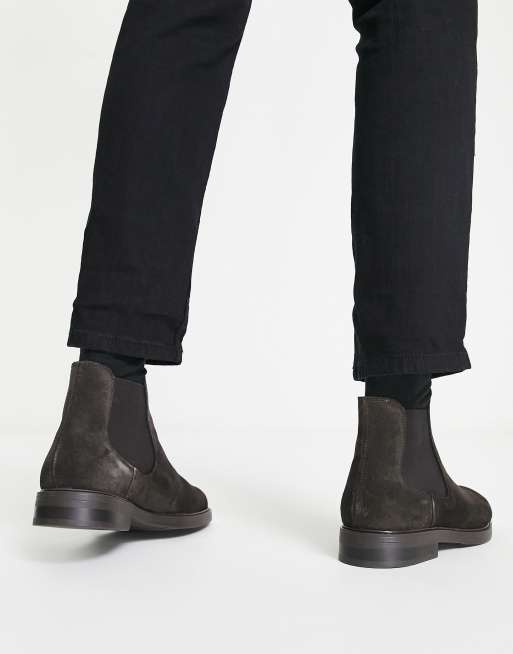Selected Homme suede chelsea boots in brown suede ASOS