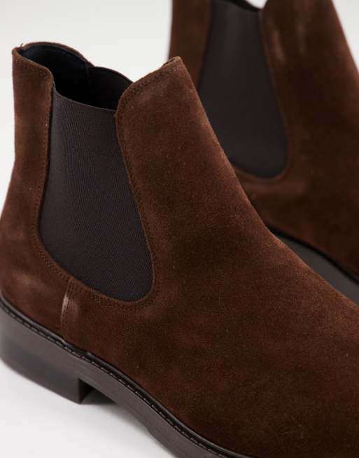 Selected Homme suede chelsea boots in brown