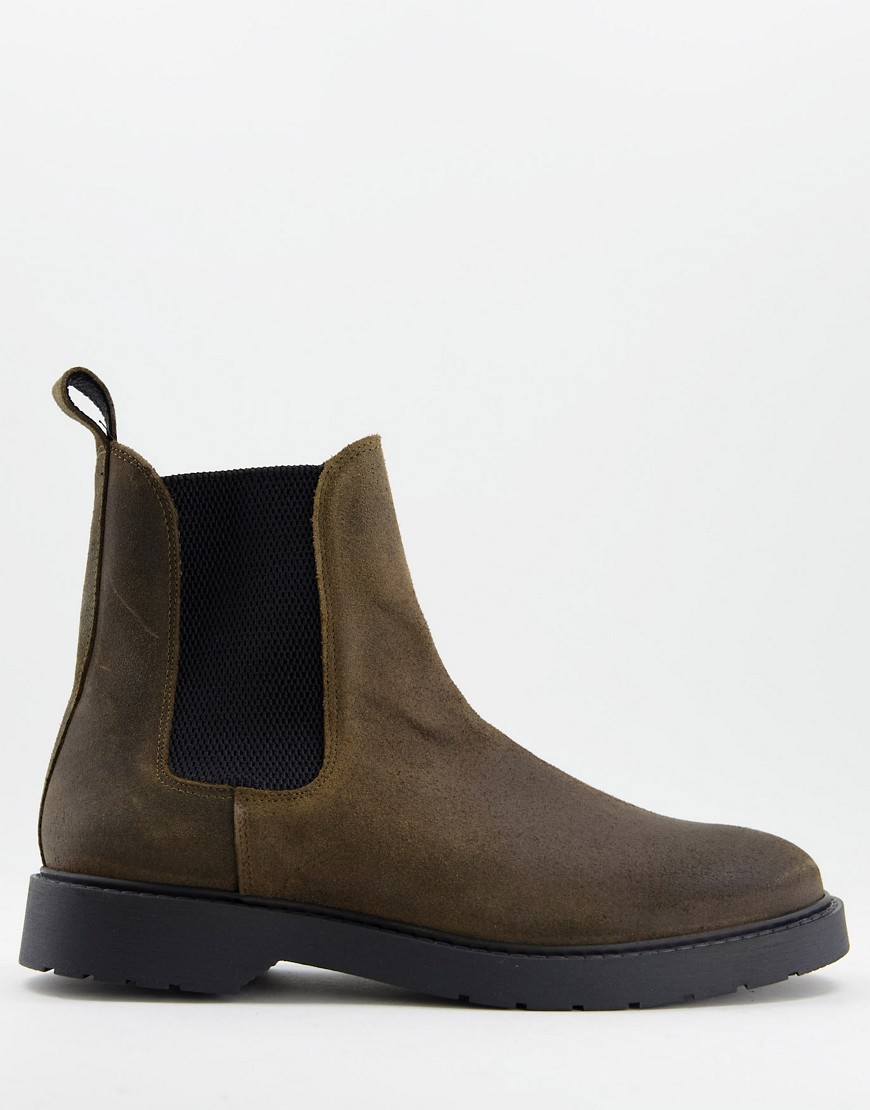 Hysterisch duizelig Sportschool Selected Homme - Suede Chelsea boots with thick sole in brown - ASOS NL |  StyleSearch