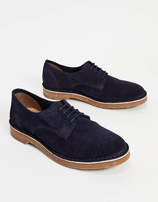 Selected Homme suede derby shoes in navy