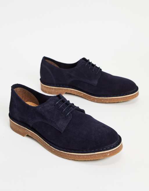 Selected Homme suede derby shoes in navy ASOS