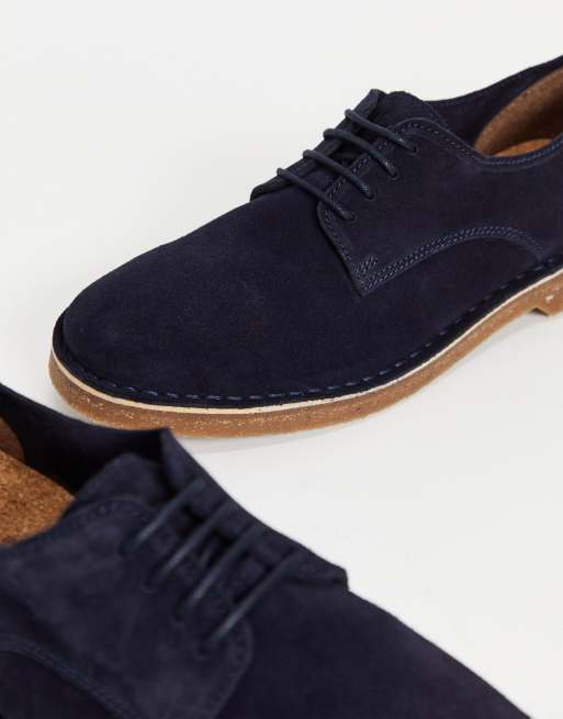 Selected Homme suede derby shoes in navy