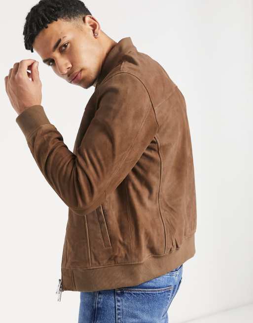 Selected homme hotsell suede biker jacket