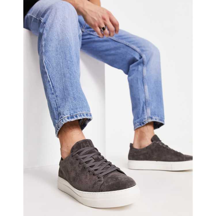 Selected Homme suede lace up sneakers in gray ASOS