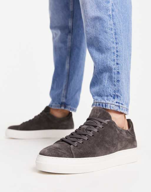 Selected Homme suede lace up sneakers in gray