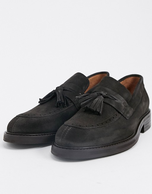 Selected Homme suede loafer with removeable tassel in brown
