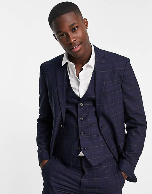 Suits Selected Homme suit jacket in slim fit blue check 