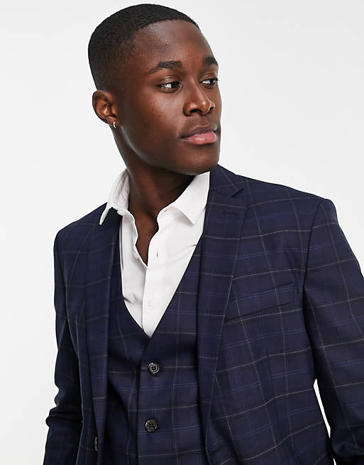 Suits Selected Homme suit jacket in slim fit blue check 