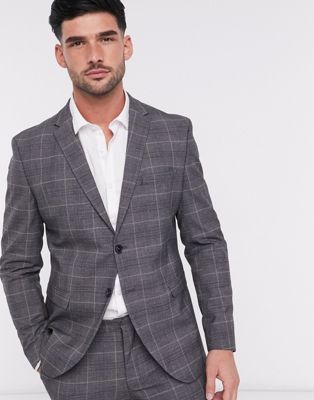 Selected Homme suit jacket in slim fit grey check (21549447)
