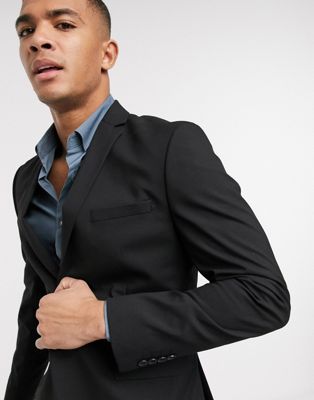 Selected Homme suit jacket with stretch in slim fit black - ASOS Price Checker