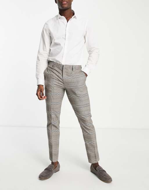 Selected Homme suit pants in slim fit brown check