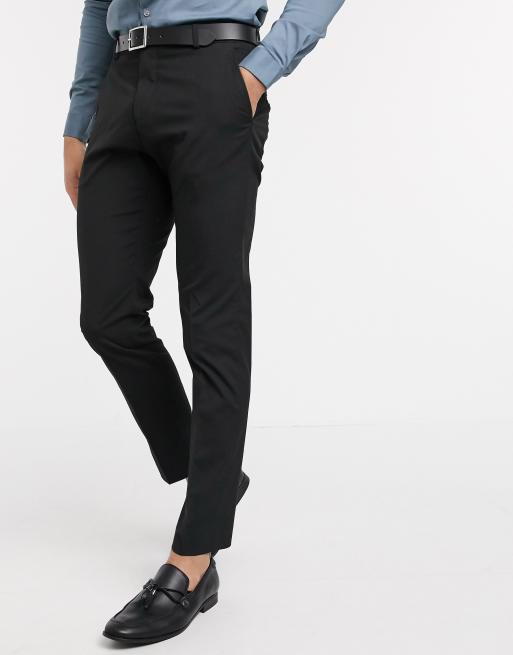 Skinny Fit Stretch Suit Pants in Black