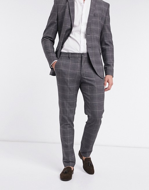 Selected Homme suit trouser slim fit grey check