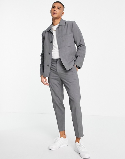 Selected Homme slim tapered suit trousers in grey