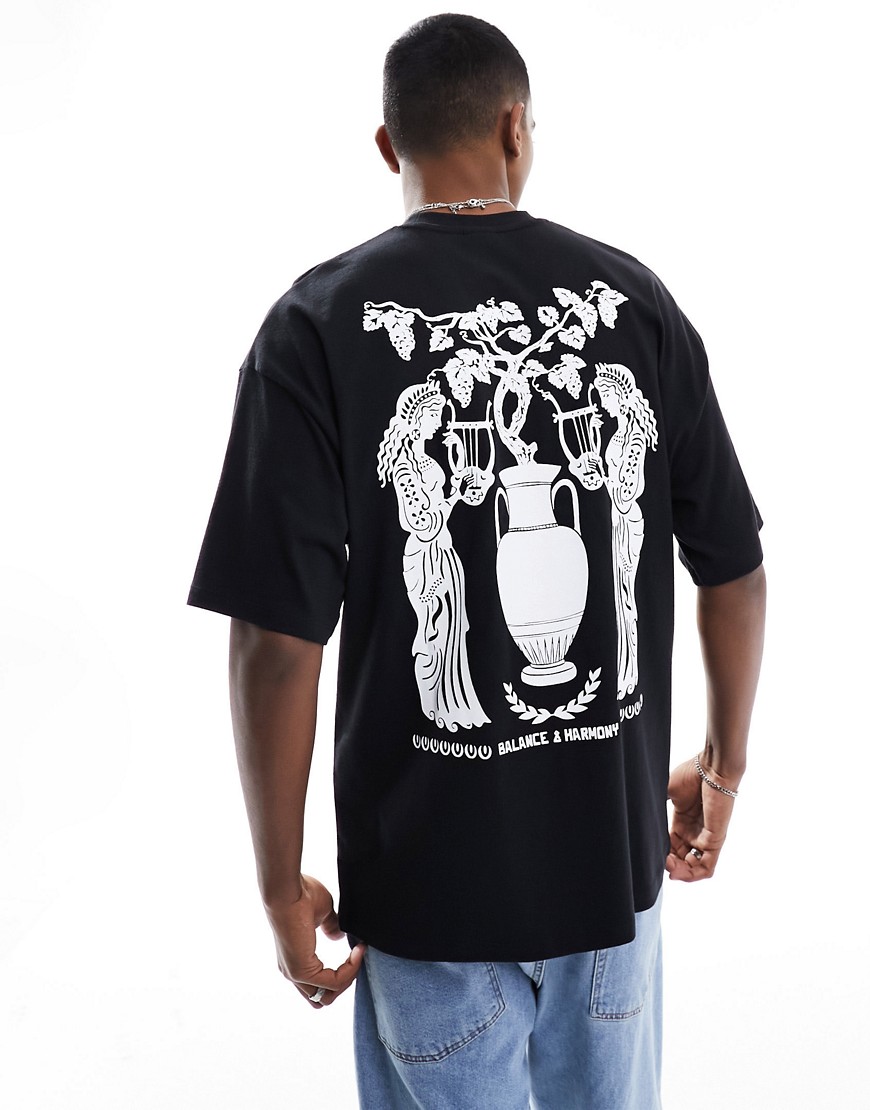Selected Homme super oversized t-shirt with balance and harmony back print in black