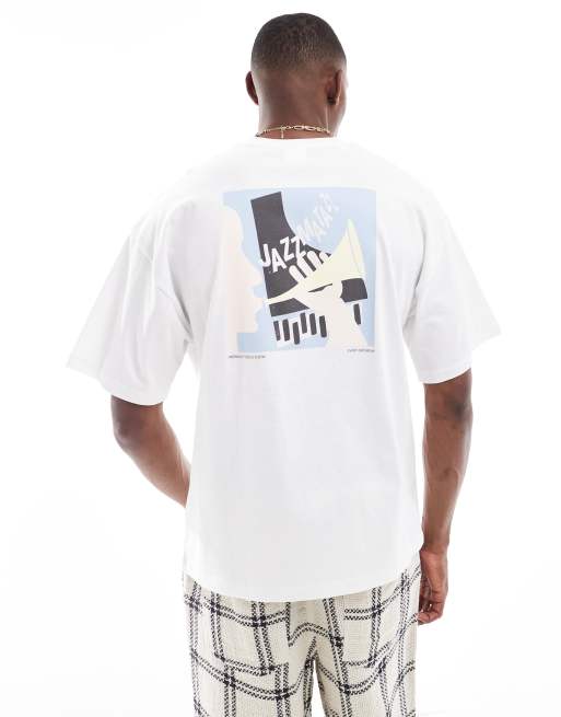 Selected Homme super oversized t-shirt with jazz backprint in white