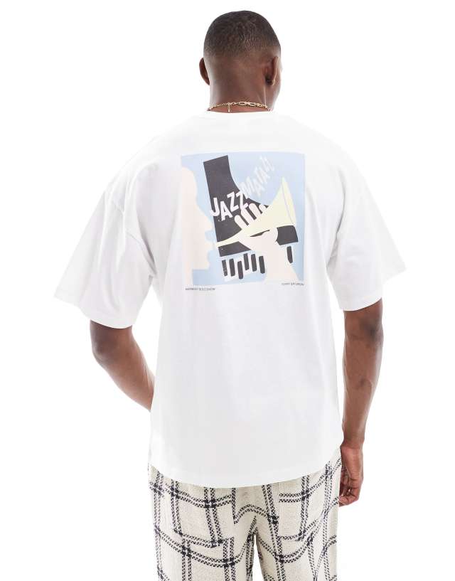 Selected Homme - super oversized t-shirt with jazz backprint in white