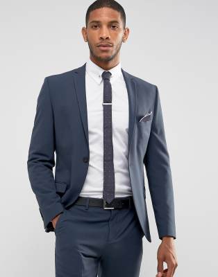 Super Skinny Suit Jacket In Stretch In Navy