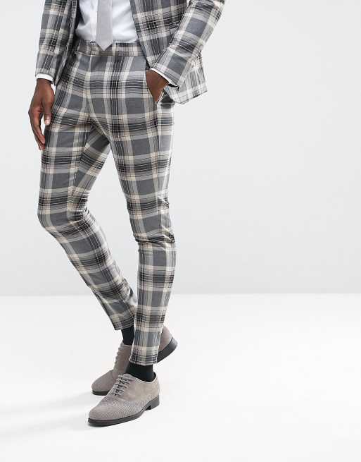 Selected Homme Super Skinny Suit Pants In Check