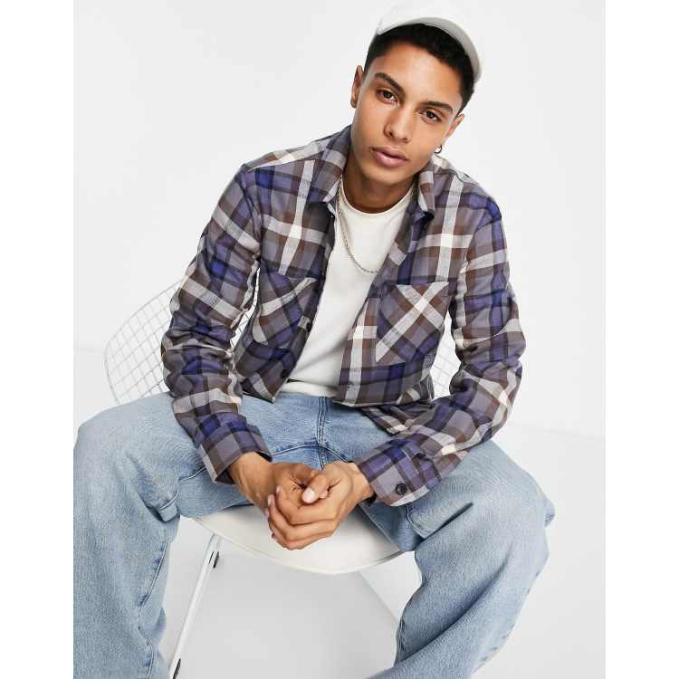 Chemise Oversize Chemise A Carreaux Beige Homme Selected Homme