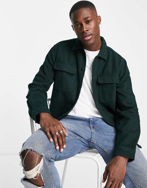 Selected Homme - Surchemise oversize en coton - Vert - MGREEN