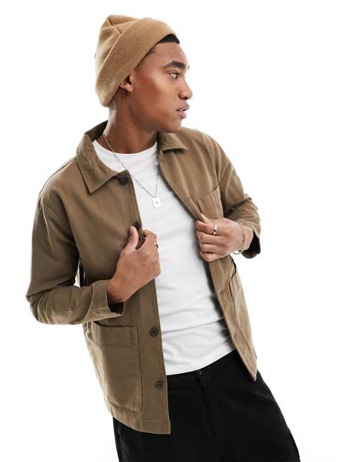 Veste Boutonnée De Couleur Beige En Tissu Denim Pour Homme Style Surchemise  - MANGO - Mode