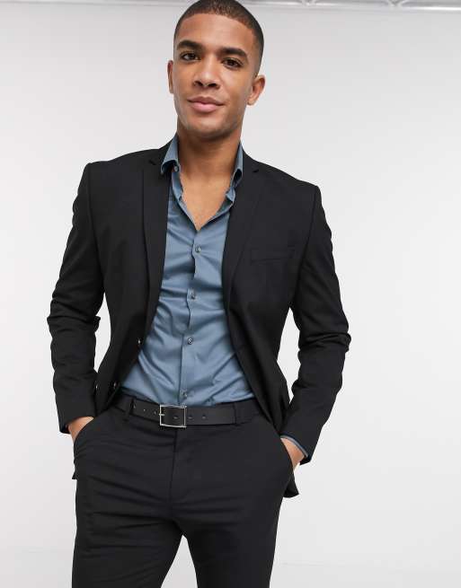 Selected Homme – Svart kavaj med stretch och smal passform, del av kostym, 3 av 4