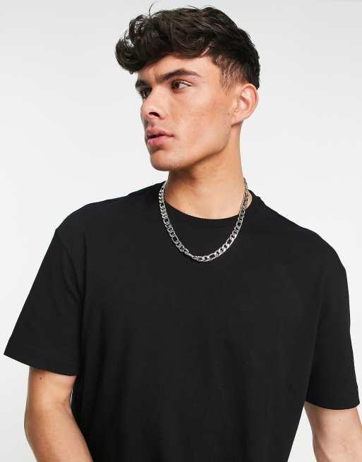 Selected Homme – Svart t-shirt i oversize av kraftig bomull 