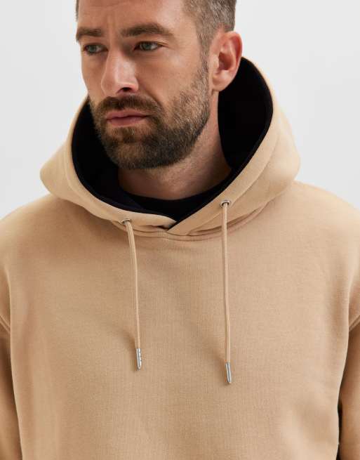 Selected Homme Sweat à capuche d'ensemble oversize à capuche contrastante  Beige