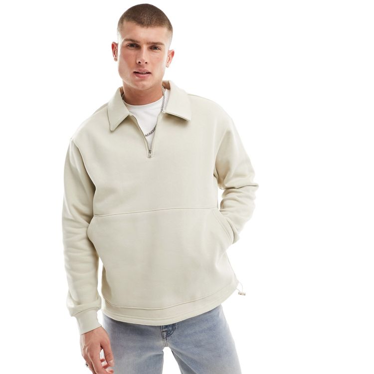 Selected Homme - Pull à col zippé - Beige