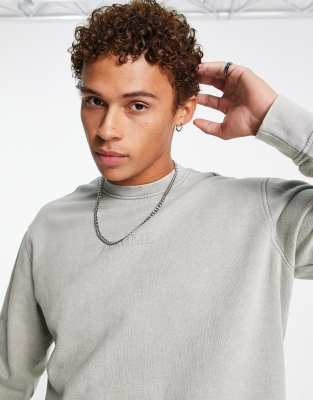 Selected Homme oversized washed sweat with logo in grey - ASOS Price Checker