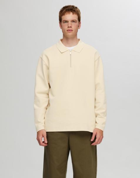 Selected Homme - Sweatshirt met rits in wit - view 1