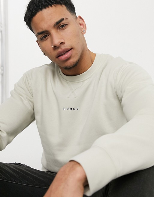 Selected Homme sweatshirt with homme logo in beige