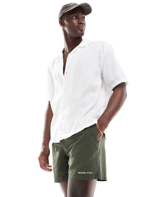 Selected Homme swim short in khaki 