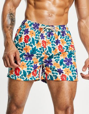 Selected Homme swim shorts in floral print