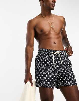 Selected Homme swim shorts in navy mosaic print