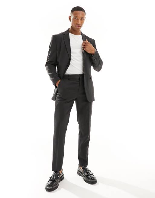 Selected Homme – Szare dopasowane spodnie garniturowe