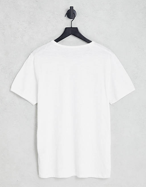 Selected Homme - T-Shirt bianca con bordi grezzi