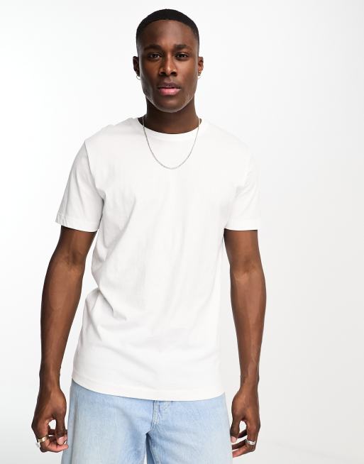 Selected Homme - T-Shirt bianca con bordi grezzi