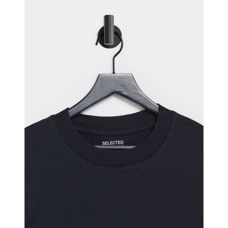 T-shirt e Canotte ADwub Selected Homme - T-shirt comoda nera in cotone organico pesante