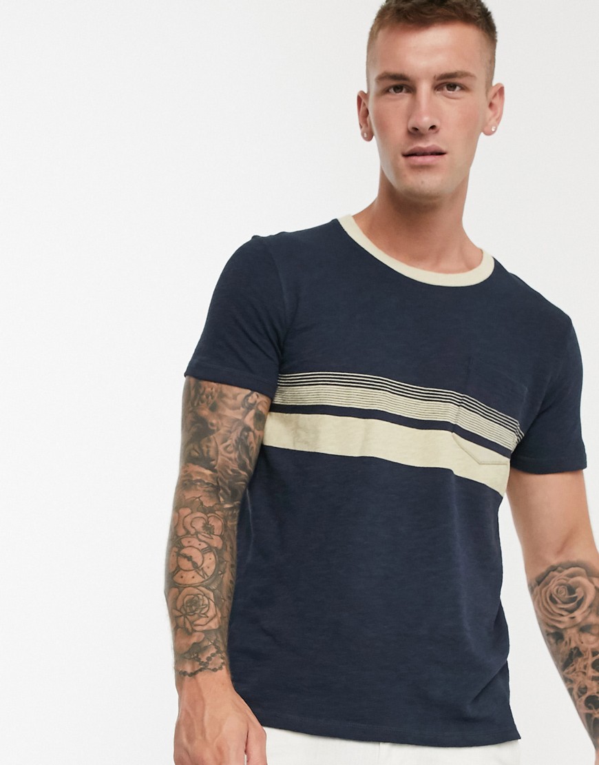 Selected Homme - T-shirt con tasca in cotone-Blu