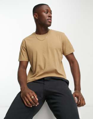 Selected Homme cotton t-shirt in beige   - ASOS Price Checker
